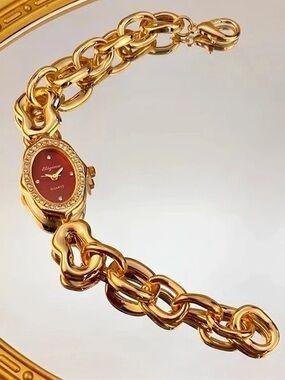 New Brighton Gold & Red Chain Bracelet Watch